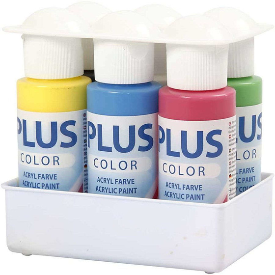 Plus Color Bastelfarbe - Farbschule, Primärfarben, einschl. Farbschulanleitung, 6x60ml