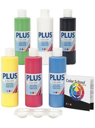 Plus Color Bastelfarbe - Farbschule, Primärfarben, einschl. Farbschulanleitung, 6x250ml