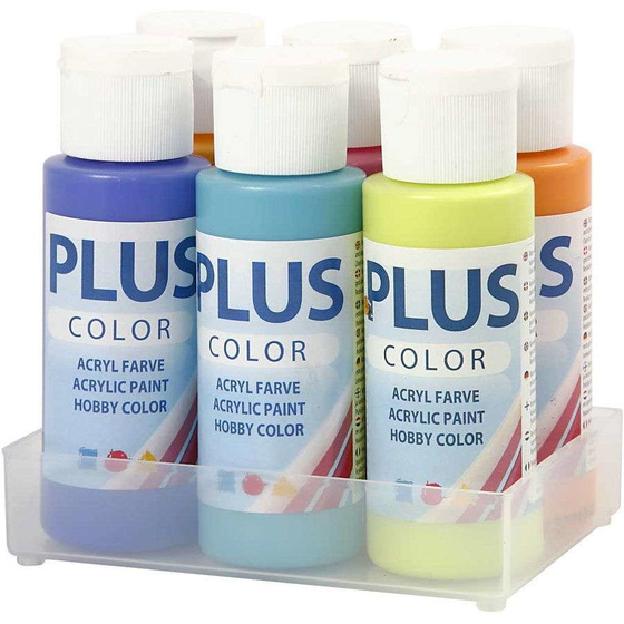 Plus Color Bastelfarbe, Sortierte Farben, Sortierte Farben, 6x60ml