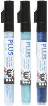 Plus Color Marker - Sortiment, 1-2 mm, L 14,5 cm, Marineblau, Himmelblau, Türkis, 3 Stück