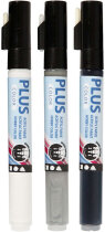 Plus Color Marker - Sortiment, 1-2 mm, L 14,5 cm, Schwarz, Creme, Regengrau, 3 Stck