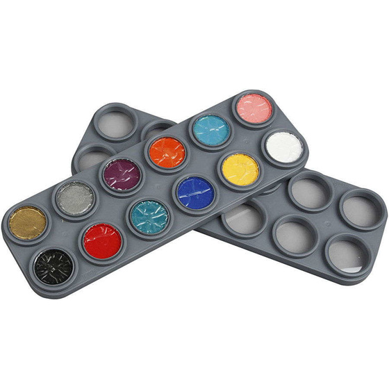 Wasserschminke- Farbpalette, Sortierte Farben, 12x2,5ml
