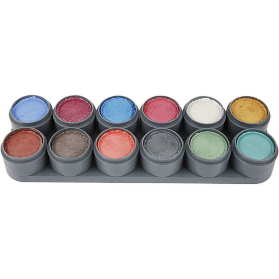 Wasserschminke Farbpalette, Perlmuttfarben, 12x15ml