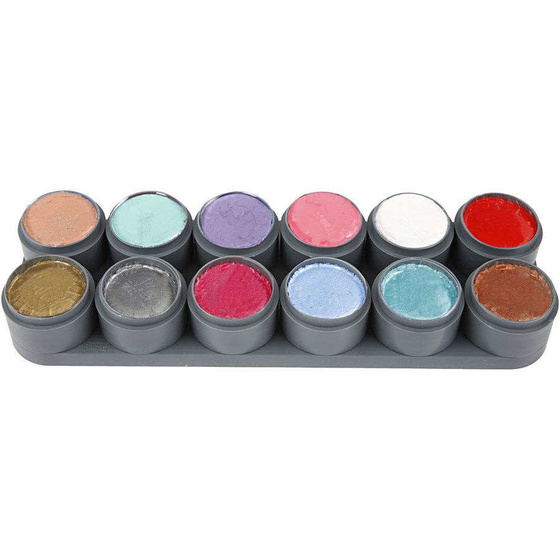 Palette Gesichtsschminke auf Wasserbasis, Sortierte Farben, Prinzessinnen-Farben, 12x15ml