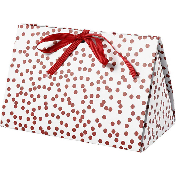 Faltbare Geschenkbox, Punkte, 15x7x8 cm,  250 g, Rot, 3 Stck