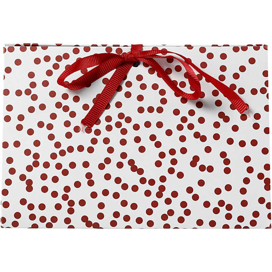 Faltbare Geschenkbox, Punkte, 15x7x8 cm,  250 g, Rot, 3 Stck