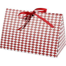 Geschenkbox, Harlekin-Muster, 15x7x8 cm, Wei, Rot, 3 Stck
