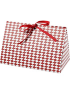 Geschenkbox, Harlekin-Muster, 15x7x8 cm, Weiß, Rot, 3 Stück