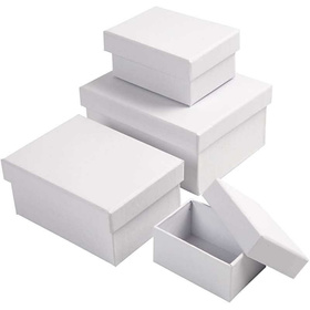 Rechteckige Geschenkkartons, Weiß, 4 Stück