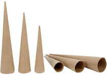 Pappkegel, lang, 20-25-30 cm x 4-5-6 cm, 3 Stück