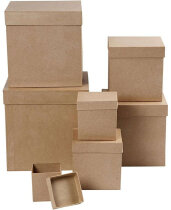 Karton-Set , Quadratische Form, Braun, 7 Stück