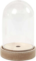 Plastikglas-Glocke auf Holzfuß, 12,5 cm  8 cm, 1Pck.