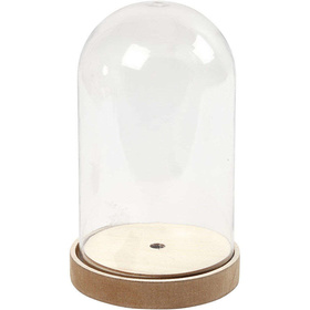Plastikglas Glocke auf Holzfuß, 18 cm  11 cm, 1Pck.