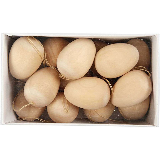 Ei aus Holz, 40x 30 mm, 15 Stck
