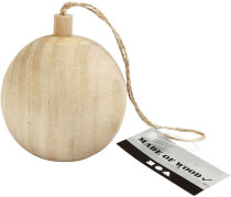 Weihnachtsschmuck aus Holz, Kugel 6,4 cm zum Aufhängen