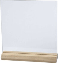 Glasplatte mit Holzständer, 15,5x15,5cm, 10er Set