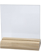 Glasplatte mit Holzständer, 7,5x7,5 cm, 10er Set