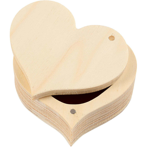 Holzdose, Herzform, B 9 cm, H 4 cm, Holz,6 cm