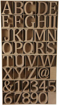 Buchstaben, Zahlen & Zeichen aus Holz,...