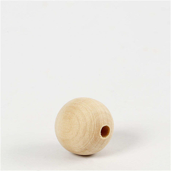 Holzperlen D:20 mm, Lochgröße 4 mm,  200 Stück