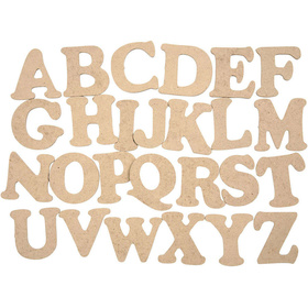 Holz Buchstaben, A - Z, H 4 cm, Stärke: 2,5 mm, MDF, 26 Stück