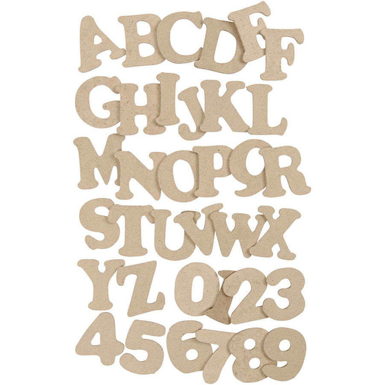 Buchstaben und Zahlen, H 4 cm, Stärke: 2,5 mm, MDF, 36x100 Stück