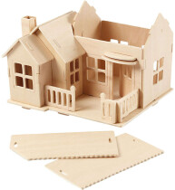 3D-Holzpuzzle, Haus mit Garage und Auffahrt