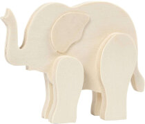 Tierfigur- Elefant, Holz, H:12 cm, B:16 cm, 1 Stück