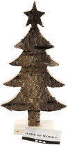 Holz-Weihnachtsbaum mit Rindendeko, H: 18cm, 1 Stück