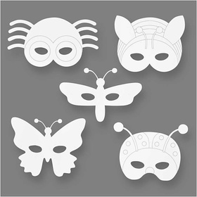 Insekten-Masken, 14-17  x 19,5-23 cm, 16 Stück