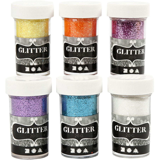 Deko-Glitter, Sortiment, Sortierte Farben, 6x20g