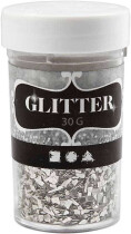 Glitter, Größe 1-3 mm, Silber, 30g