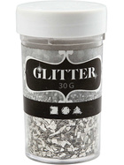 Glitter, Größe 1-3 mm, Silber, 30g