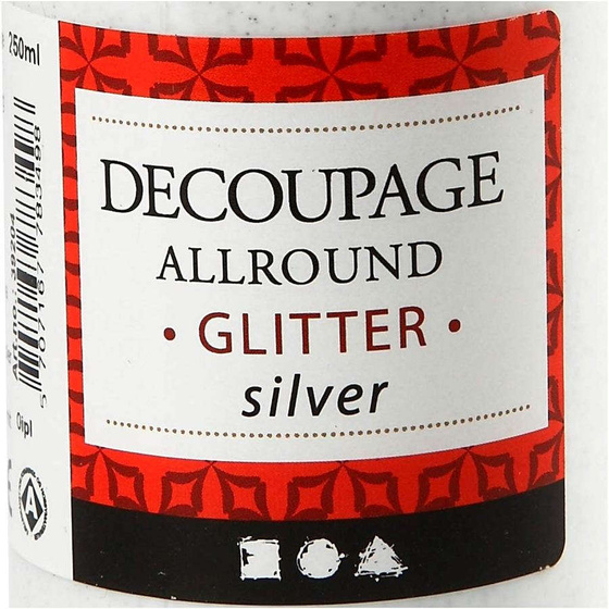 Dcoupage-Lack, Silber, Glitter