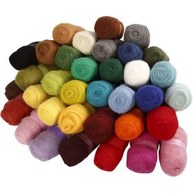 Kardierte Wolle, Sortierte Farben, 35x100g