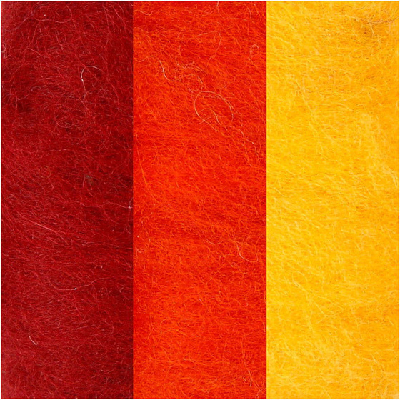 Kardierte Wolle, Harmonie in Gelb-Orange, 3x10g