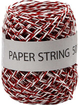 Papierschnur, Rot/Weiß, 1 mm, 50m