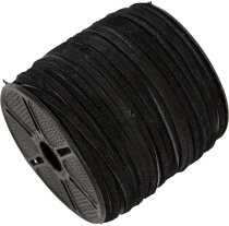 Wildlederband, 3 mm, Schwarz, 46m