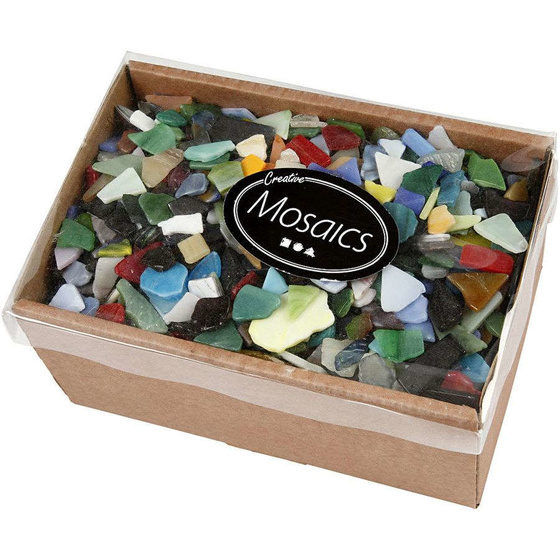 Mosaiksteine aus Glas, 8-20 mm, Stärke: 2-3 mm, sortierte Farben, 2kg