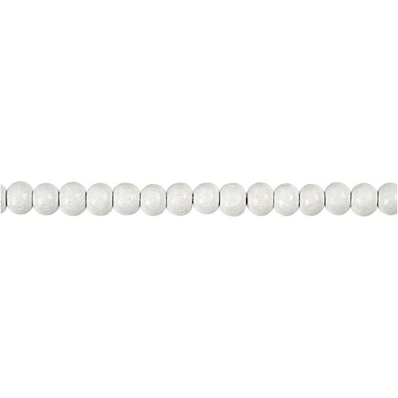 Holzperlen, D:5 mm, Lochgröße 1,5 mm, Weiß, 6g (ca.150 Stück)