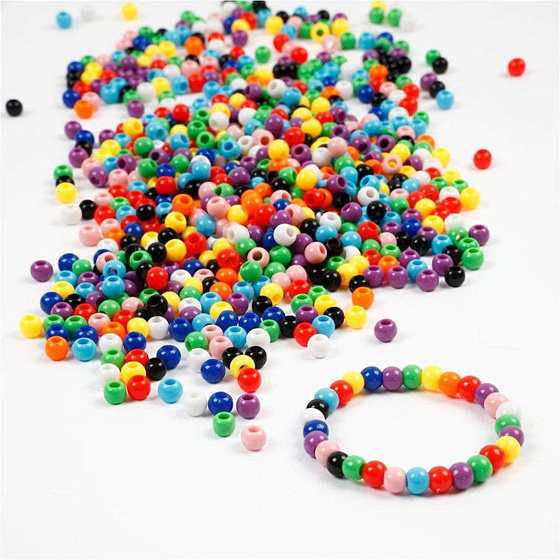 Pony-Perlen, 6 mm, LochGröße 3 mm, Sortierte Farben