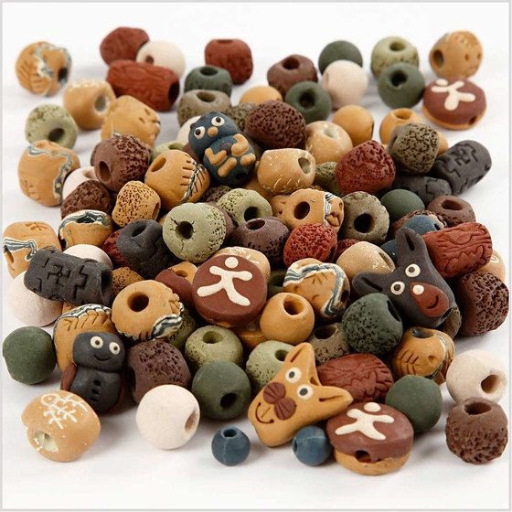 Keramikperlen, 7-18 mm, Lochgröße 2-4 mm, Sortierte Farben