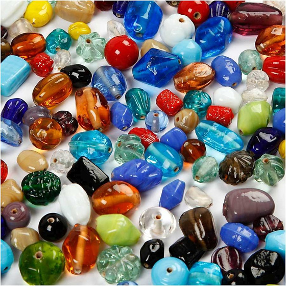 Glasperlen-Mix,  7-18 mm, LochGröße 1 mm, Sortierte Farben, 1000g, ca. 600 Stück