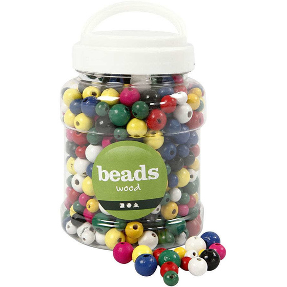Perlen aus Holz, 8+10+12 mm, LochGröße 2-2,5 mm, Sortierte Farben, China berry