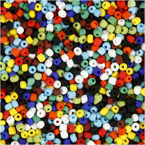Rocailleperlen-Mix, Gre 6; 4 mm, Sortierte Farben, Multi-Matt, 500g