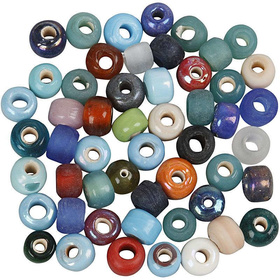 Glasperlen-Mix, 9 mm, Lochgröße 2,5-3 mm, Sortierte Farben, 500g