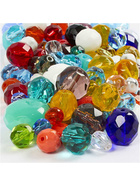 Glasschliffperlen - Mix, 3-15 mm, LochGre 0,5-1,5 mm, Sortierte Farben, 400g, ca. 1030 Stck