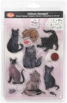 Silikon-Sticker / Stempel, Größe 14x18 cm, Katzen