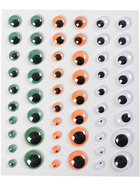 Kulleraugen, 6+8+10+12+15 mm, 54 Stück, Grün, Weiß, Orange, 54 Stück