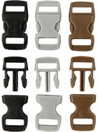 Klick-Verschluss, B 15 mm, 29 mm, Braun, Grau, Schwarz, 100sort., Lochgröße 3x11 mm